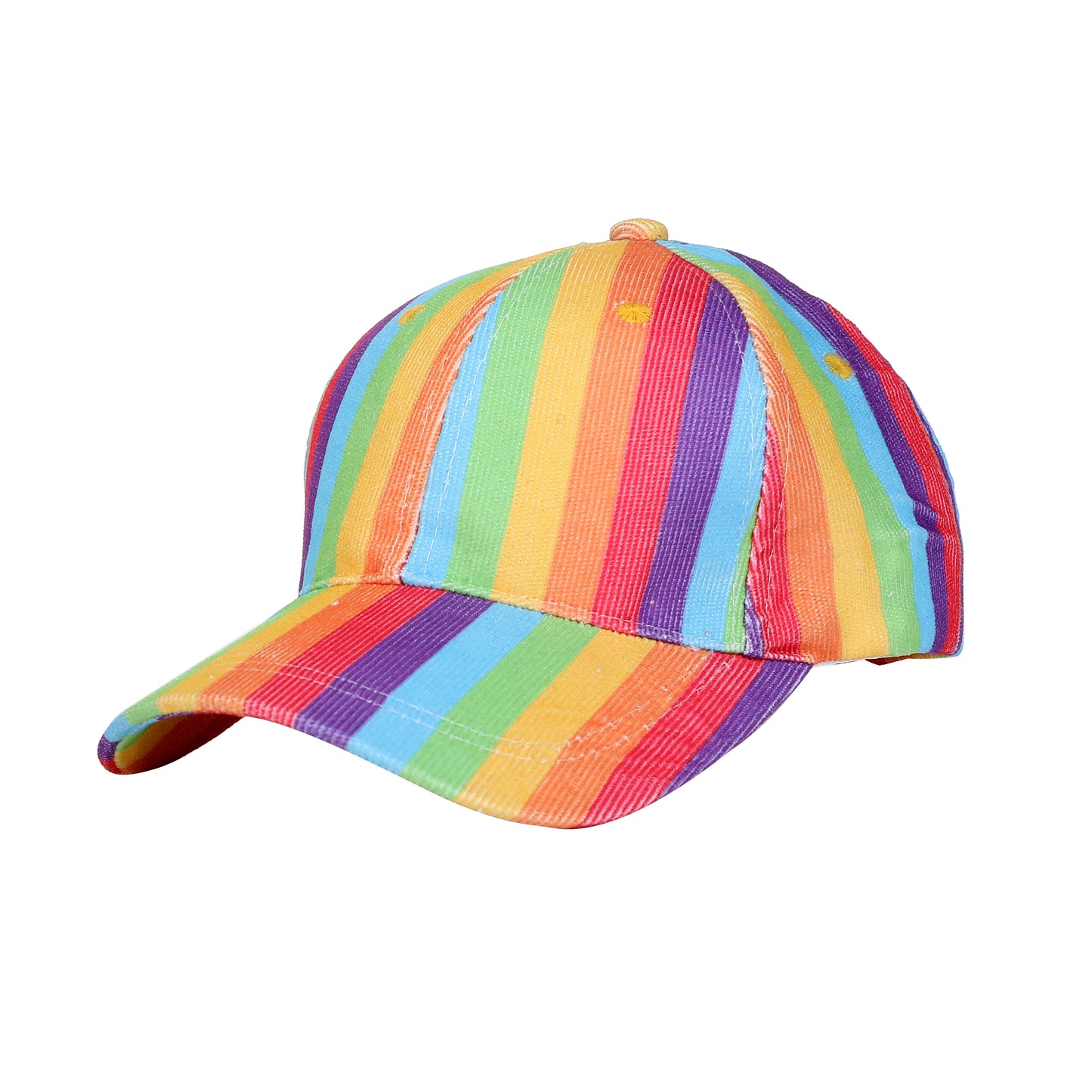 Gay Pride Corduroy Baseball Cap In Rainbow Stripes. LGBTQ Accessories.