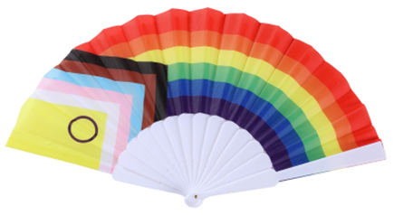 New Progress Pride Hand Held Fan, Gay Pride Festival Essentials.
