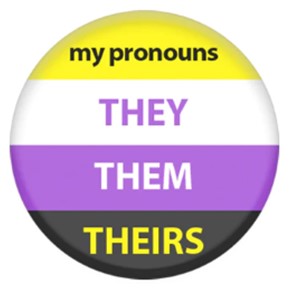 Non binary Pronouns Badge 2.5cm  Gay Pride LGBTQ+ Pronoun Badges