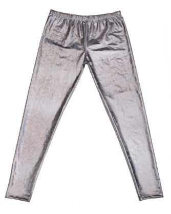 Mens Silver Shiny Leggings - M
