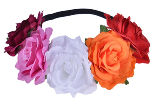 Lesbian Pride Flower Crown LArge Flowers In Lesbian Colours