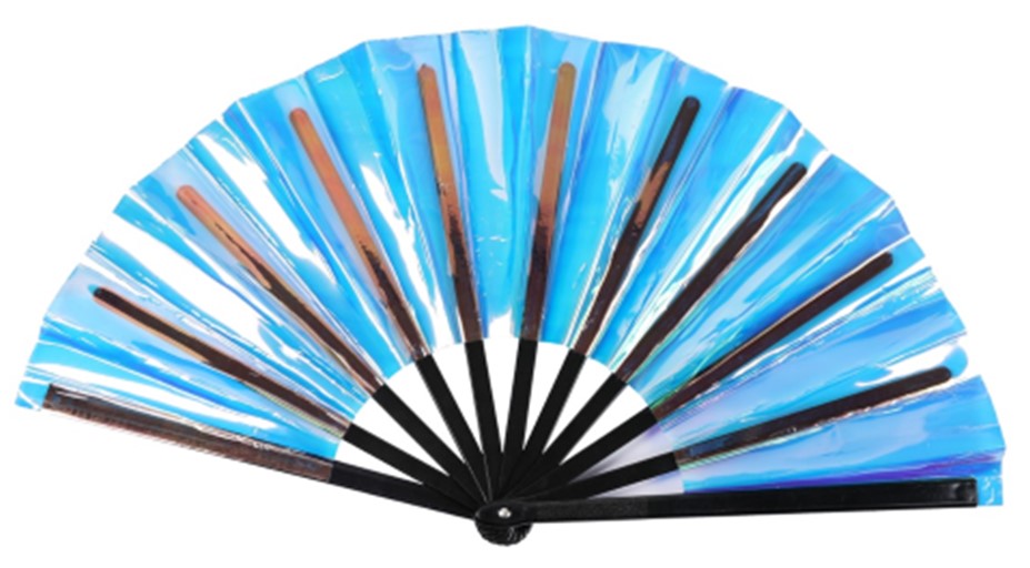 Blue Holographic Cracking Fan Pride Fan