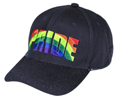 Gay Pride Baseball Cap Black. Rainbow Embroidered Pride Cap.