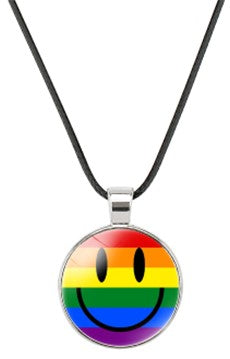 Pride Rainbow Smiley Face Necklace