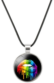 Gay Pride Rainbow Lips Necklace