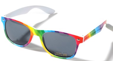 Rainbow Pride Striped Sunglasses Black Lens. Gay Pride LGBTQ+ Sunglasses.
