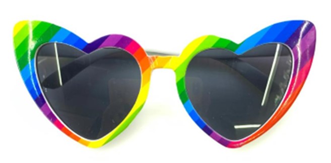 Heart Shaped Rainbow Pride Sun Glasses. LGBTQ+ GAy Pride Sunglasses.