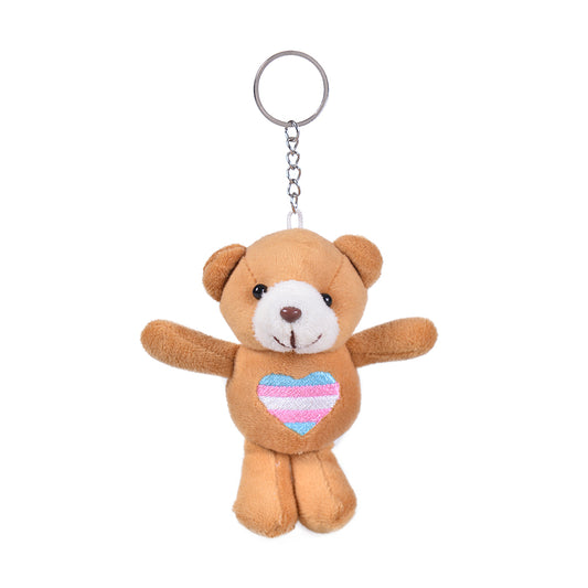 Transgender Pride Teddy Bear Keyring With Embroidered Love Heart