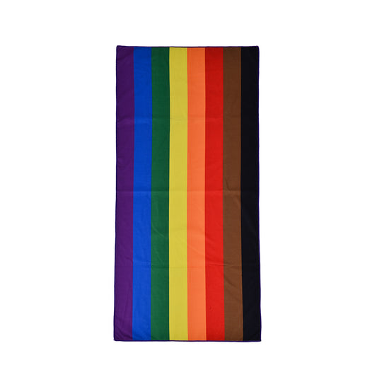 Progressive Pride Microfiber Beach Towel.  LGBTQ+ Acessories.