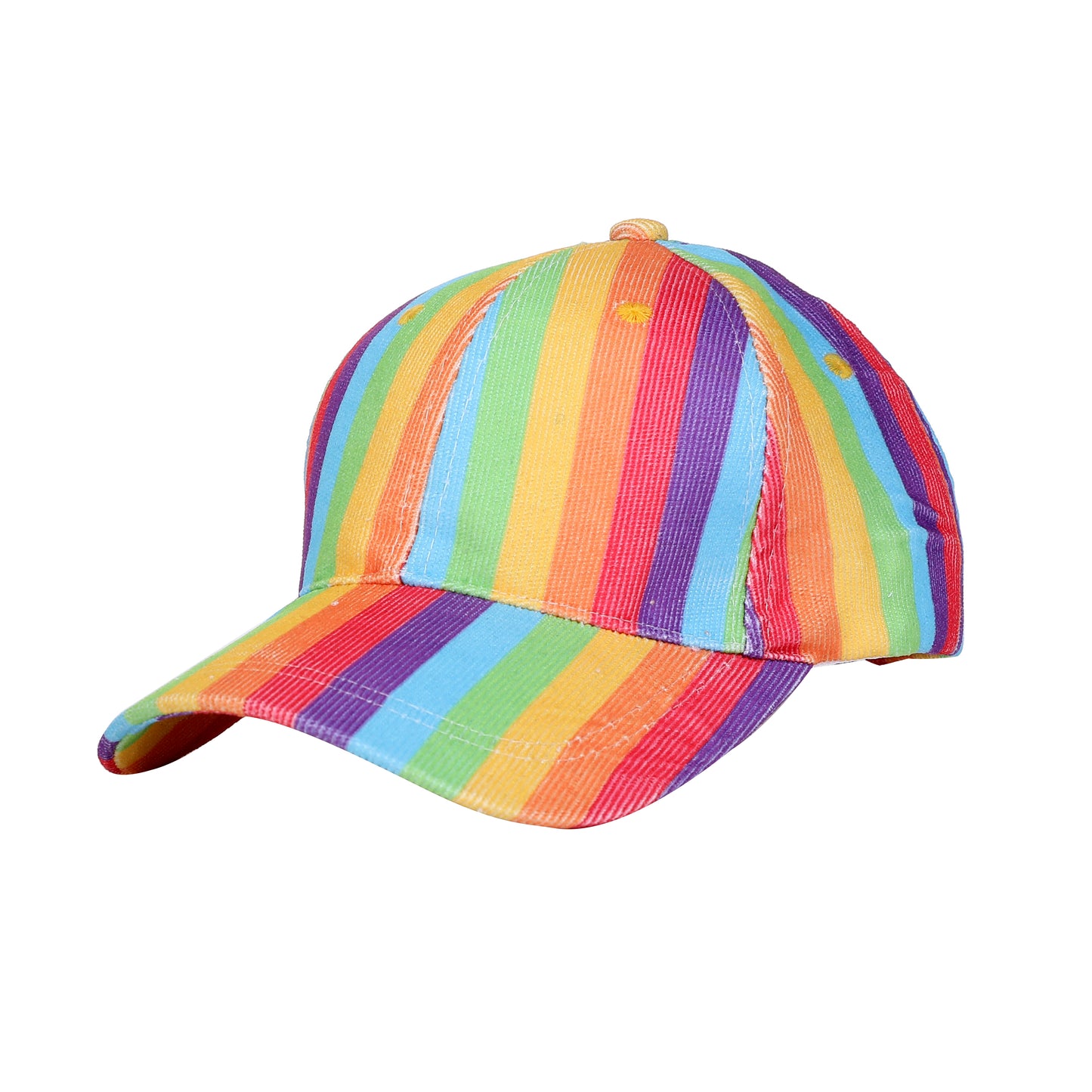 Gay Pride Corduroy Baseball Cap In Rainbow Stripes.  LGBTQ Accessories.