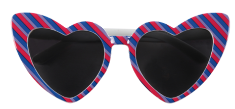 Bisexual Pride Heart Shaped Sunglasses.  A Gay Pride Festival Essential