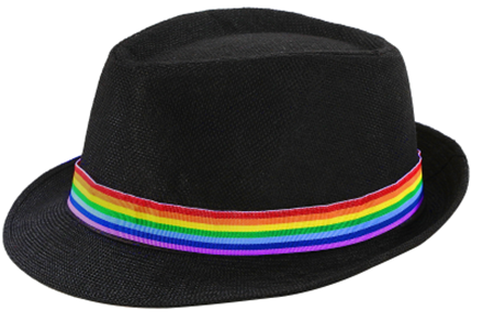Gay Pride Trilby Hat With Rainbow Band. LGBTQ+ Hats