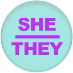 She / They Gay Pride Pronoun Badge 2.5cm Pronoun Badges.