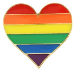 Gay Pride Rainbow Heart Shaped Enamel Pin Badge.  GAy Pride Accessories