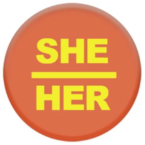 She / Her Gay Pride Pronoun Badge 2.5cm Pronoun Badges.