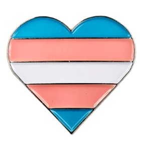 Transgender Pride Heart Shaped Pin Badge.  LGBTQ+ Gay Pride Badges and Accessories.