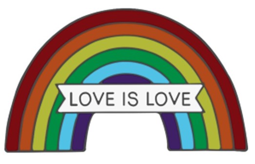Pride Love is Love Rainbow Enamel Pin Badge.  LGBTQ Gay Pride Accessories