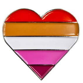 Lesbian Pride Heart Shaped Pin Badge.  Gay Pride Enamel Pin Badges and Accessories.