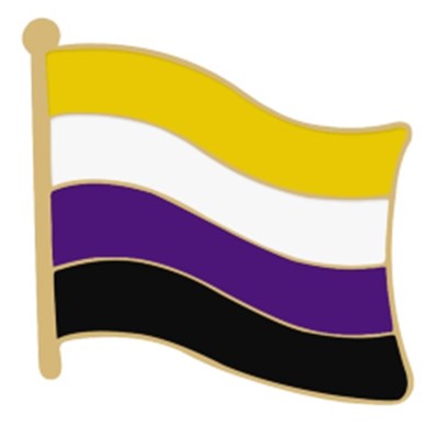 Non binary Pride Flag Shaped Enamel Pin Badge.  LGBTQ+ Gay Pride Accessories