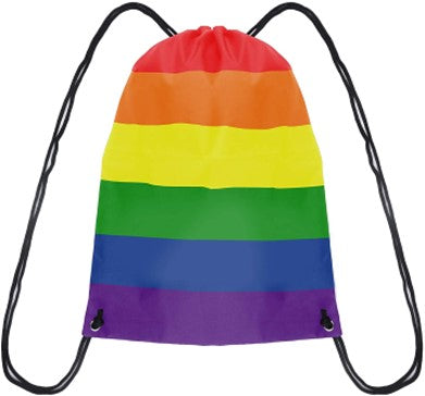 Gay Pride Drawstring Tote Bag With Rainbow Stripes.  Gay Pride Festival Bag