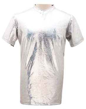 Mens Silver Shiny Shirt - M
