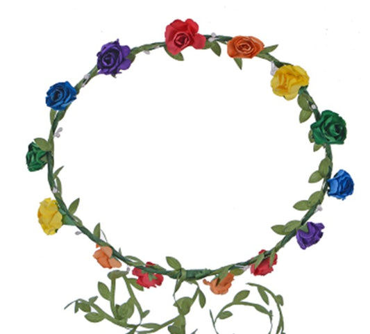 Gay Pride Rainbow Flower Garland LGBTQ Flower Headband