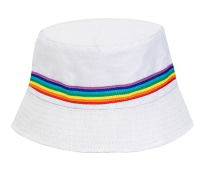 Pride Stripe Bucket Hat White