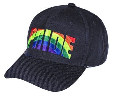 Gay Pride Baseball Cap Black.  Rainbow Embroidered Pride Cap.