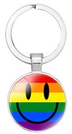 Gay Pride Smiley Face Key Ring