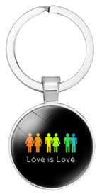 Gay Pride Love Is Love People Key Ring Black,LGBTQ+ Accessories.