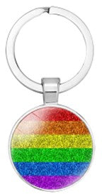 Glistening Gay Pride Rainbow Glitter Keyring.  LGBTQ+ Accessories.
