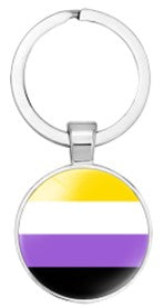 Nonbinary Pride Key Ring.  LGBTQ+ Gay Pride Key Rings