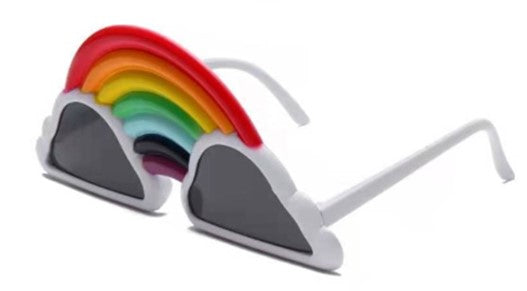 Rainbow Shaped Gay Pride Sunglasses With Rainbows and Clouds